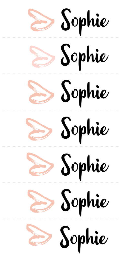 Wit DIY labeltje geboortekaartje met hartje en baby naam