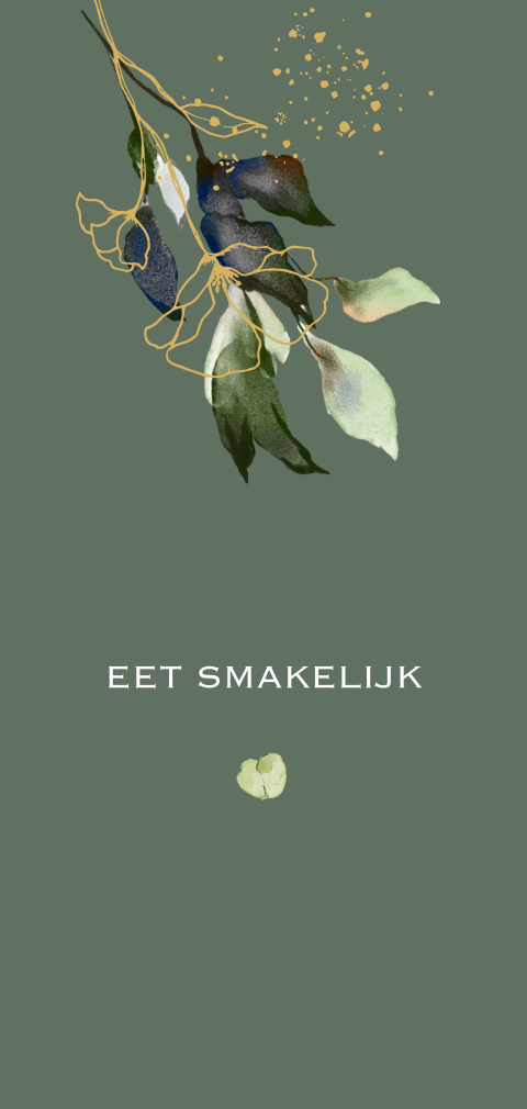 Menukaart dubbel greenery watercolor leaves penseel bloem