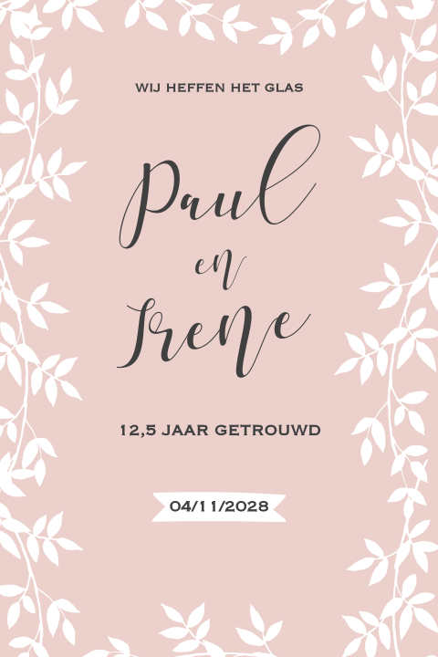 Strakke botanische 12,5 jarig huwelijk jubileum uitnodiging