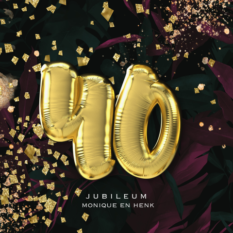 Confetti boho uitnodiging 40 jaar folie ballon cijfers