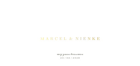 Panorama chique witte trouwkaart met goudfolie druk