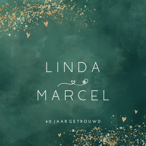 Groene watercolor uitnodiging 40 jubileumkaart goudlook