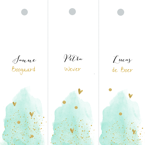 Drie staande watercolor stijl hangtag wijnglas zelf maken