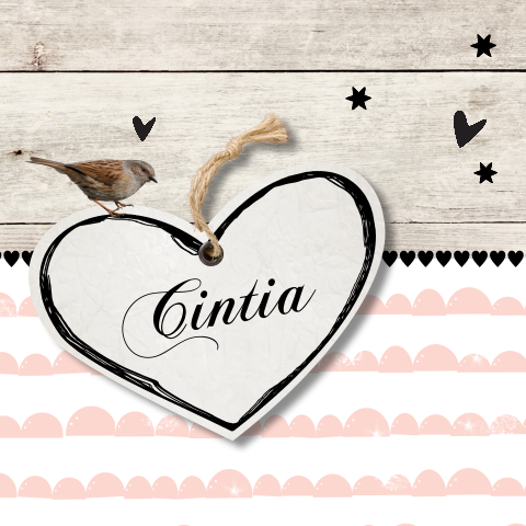 Uniek aankomstkaartje meisje hout, vogel en half moon print