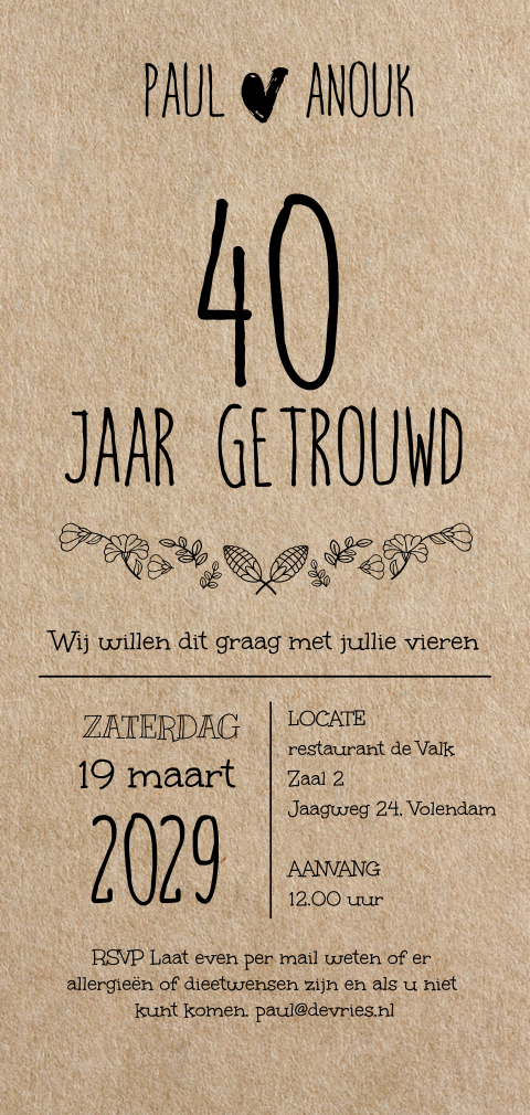 Hippe staande kraft look uitnodiging 40 grafisch zelf maken