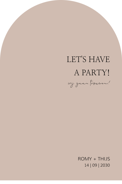 Klassieke trouwkaart met moderne tekst