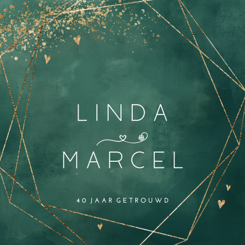 Groene watercolor uitnodiging 40 jubileumkaart goudpoeder