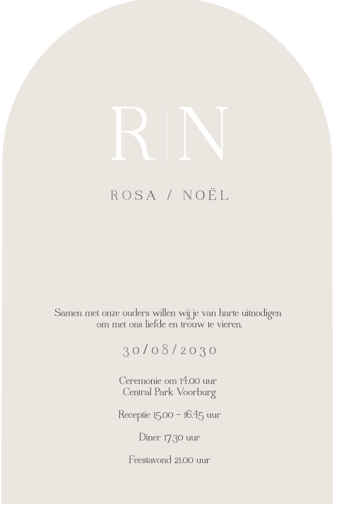 Klassieke trouwkaart in boogvorm