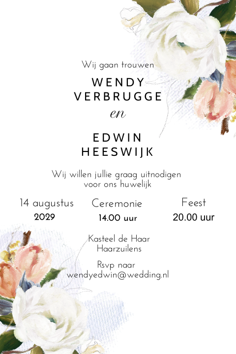 Romantic save the date kaart met olieverf uitstraling
