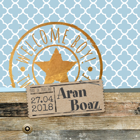 Stoer houten aankomstkaartje met bohemian design en kraft label