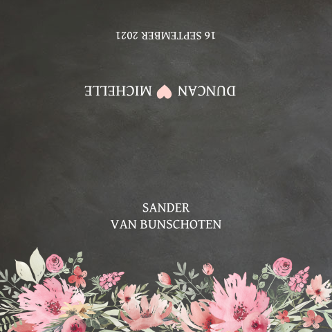 Krijtbord look naamkaartje tafelindeling om dubbel te vouwen