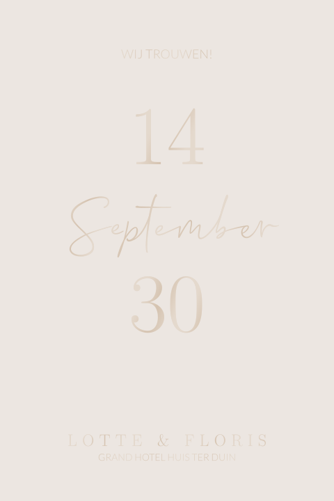 Moderne trouwkaart met hoogglans lak