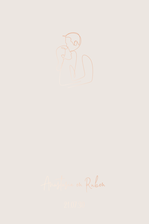 Trouwkaart met oneliner afbeelding in rosegoudfolie