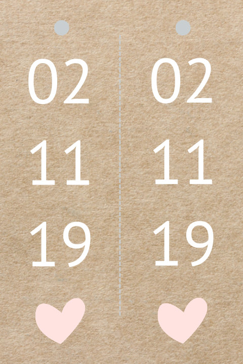 Langwerpig DIY kaartje met geboortedatum en roze hartje