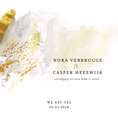 Prachtige trouwkaart met pastel olieverf penseel strepen