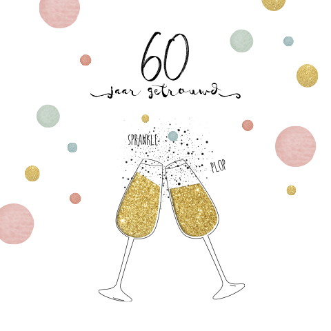 60 jaar getrouwd champagne glazen goud look