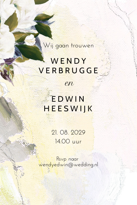 Romantische save the date kaart met olieverf bloemen