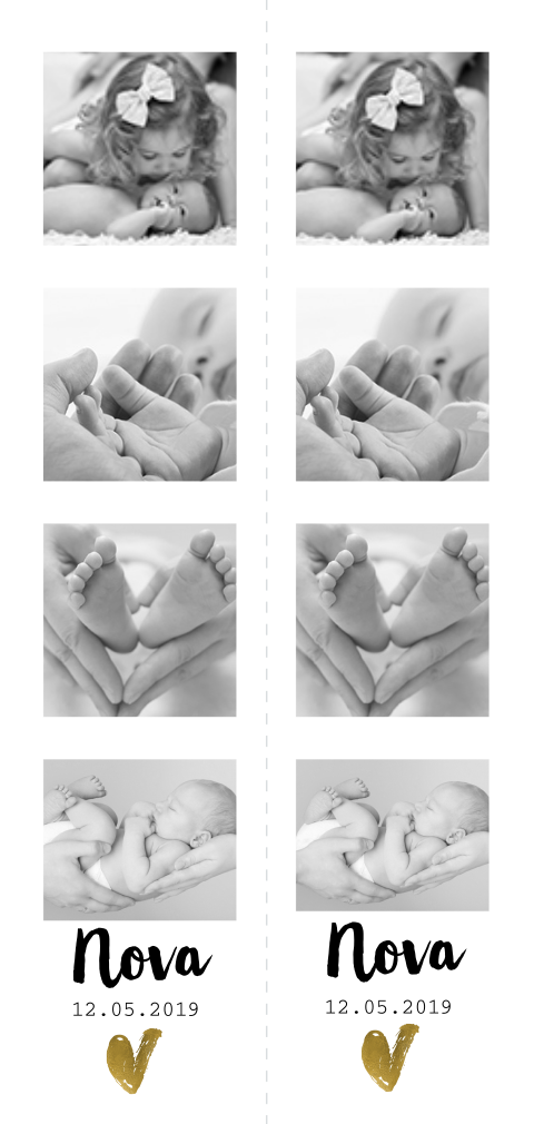 Wit DIY fotostrip labeltje goud folie look hartje