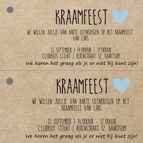 Label kraamborrel met kraft look voor aan je geboortekaartje