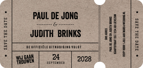 Save the date ticket met stans kraft look festival