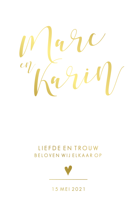 Stijlvol enkel goudfolie druk trouwkaart