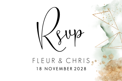 Industrieel watercolor rsvp kaartje bij trouwkaart