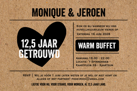 Kraft look uitnodiging huwelijksjubileum in ticket stijl