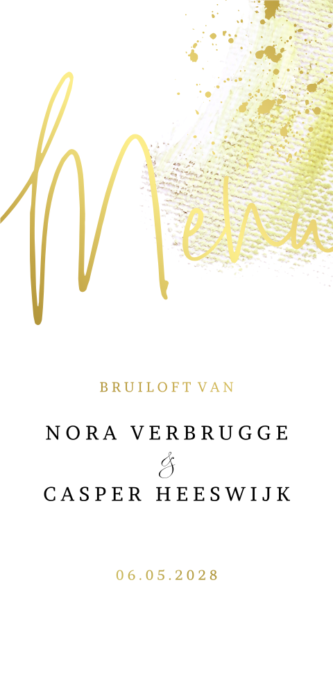 Oil painting yellow menukaart met écht goudfolie