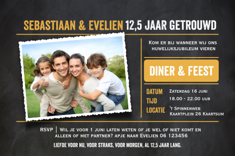 12,5 jaar getrouwd uitnodiging met vlakverdeing