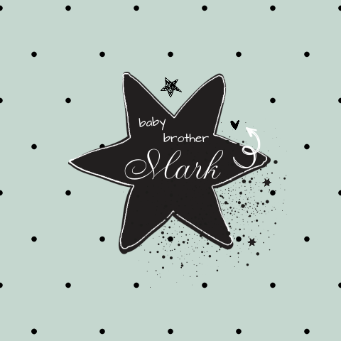 Leuk geboortekaartje broertje met stoere ster en stippen