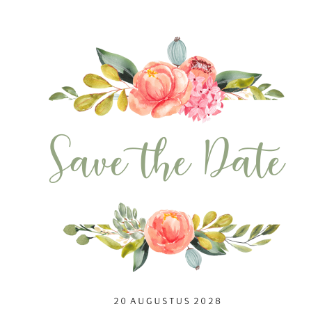 Unieke bloemen Forest Queen save the date uitnodiging