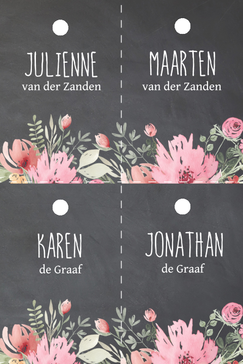 Krijtbord look DIY naamkaartje 4 gelijke delen