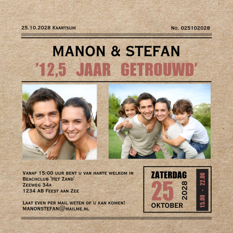 Huwelijksjubileum met kranten layout kraftlook ondergrond
