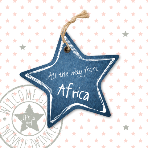 Zoet adoptiekaartje meisje met sterren en stempel