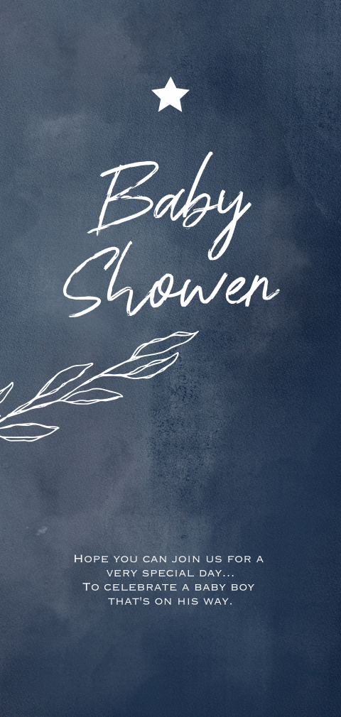 Donkerblauwe watercolor babyshowerkaart jongen ster