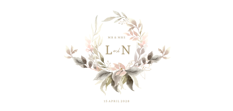 Panorama trouwkaart soft boho flowers pastel