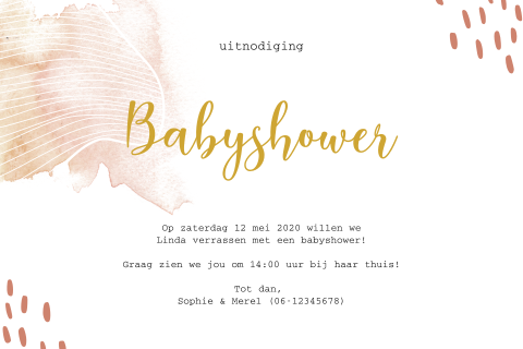 Uitnodiging babyshower watercolor abstract