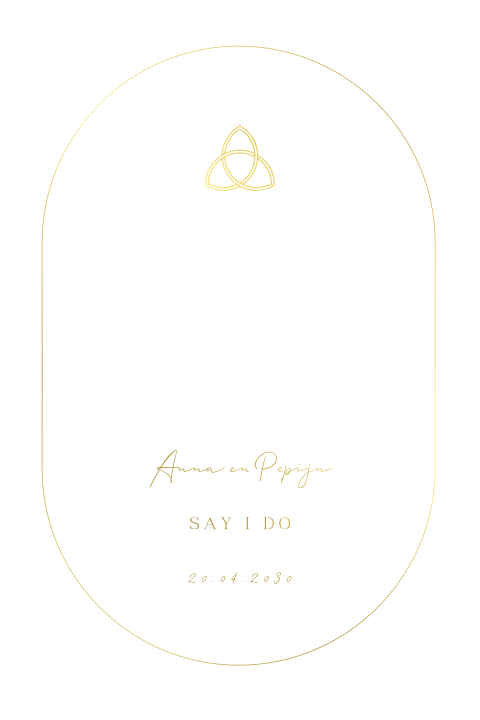 Trouwkaart met Trinity logo in goudfolie