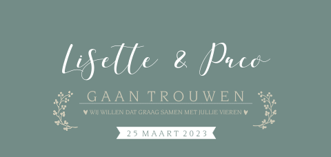 Trendy botanische panorama trouwkaart groen met takje