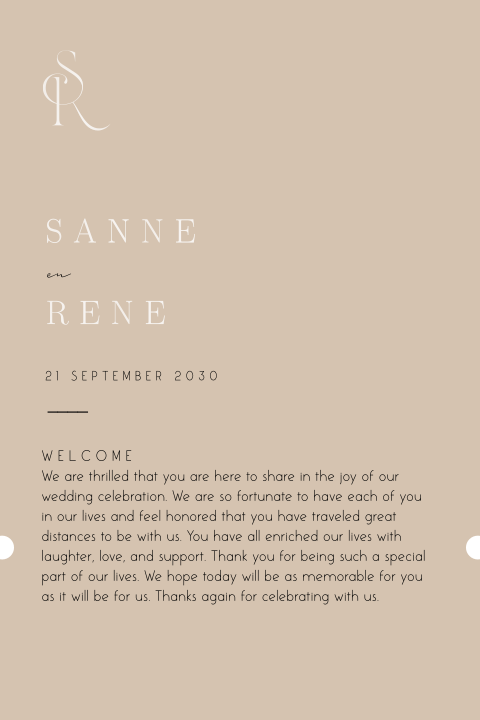 Moderne chique trouwkaart | Hoogglans lak beige