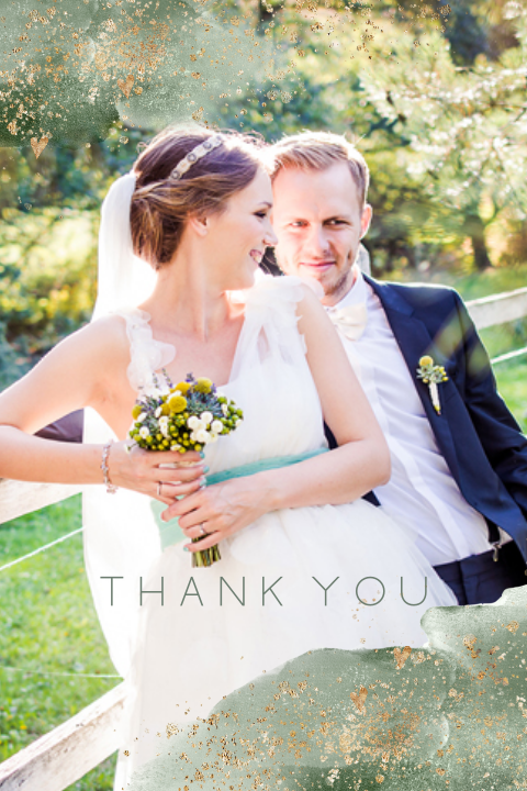 Prachtige greenery foto bedankkaart trouwkaart watercolor