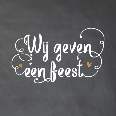12,5 jaar getrouwd uitnodiging krijtbord en hand lettering