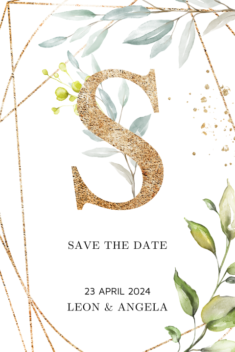 Botanische geo kader save the date trouwkaart bladeren