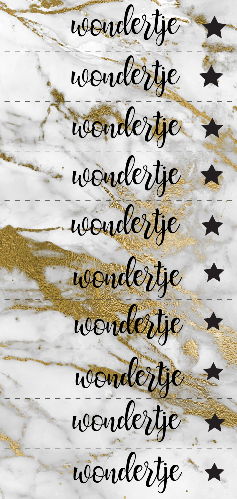 Marmer DIY labeltje met goud look bij geboortekaartje