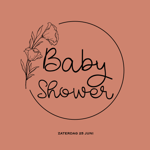 Babyshowerkaart meisje in terra kleur met outline bloem