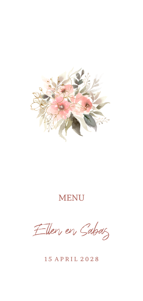 Soft flowers watercolor menukaart bloemen boeket