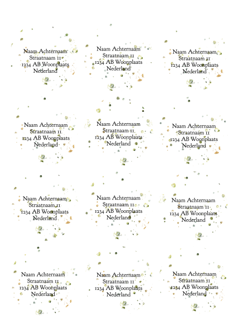 Adresstickers voor jullie trouwkaart rond botanisch confetti