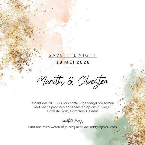 Chique save the night design met watercolor