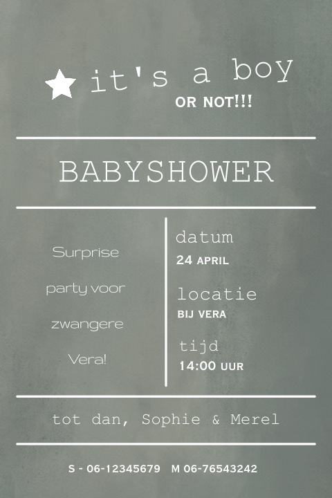 Mint groene jongens babyshower kaartje ster