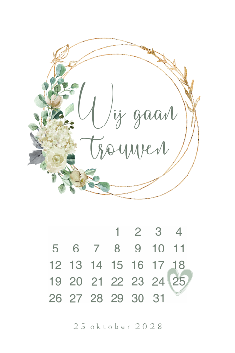 Romantic chic trouwkaart botanische krans